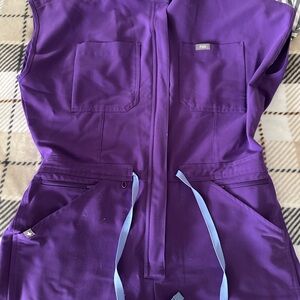 Figs Vibrant Purple Jumpsuit with Blue Accents